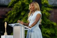 Serena Williams speaks at the 2025 International Tennis Hall of Fame induction ceremony (Source: Getty)